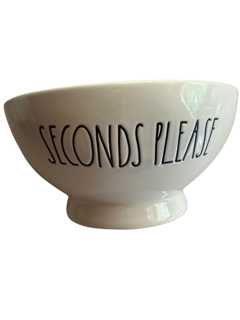Rae Dunn Artisan Collection Seconds Please White Ceramic Bowl with Black